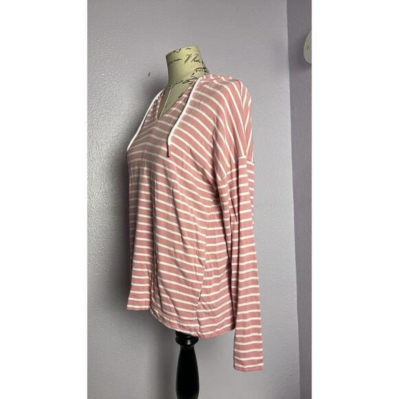 Buffalo David Britton PINK & WHITE Stripe Top Women’s Medium - Picture 7 of 7